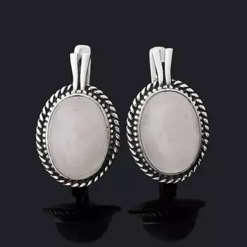 Серьги розовый кварц (серебро 925 пр. оксидир.)