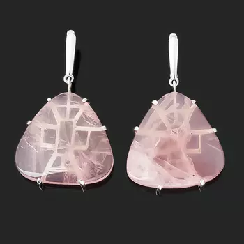 Серьги розовый кварц (серебро 925 пр. оксидир.)