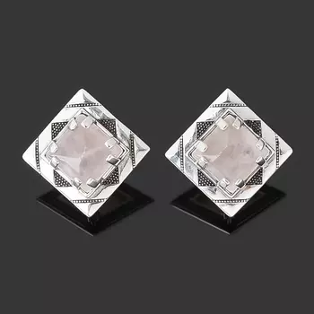 Серьги розовый кварц (серебро 925 пр. оксидир.)