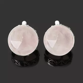 Серьги розовый кварц (серебро 925 пр. оксидир.)