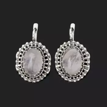 Серьги розовый кварц (серебро 925 пр. оксидир.)