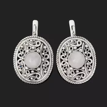 Серьги розовый кварц (серебро 925 пр. оксидир.)