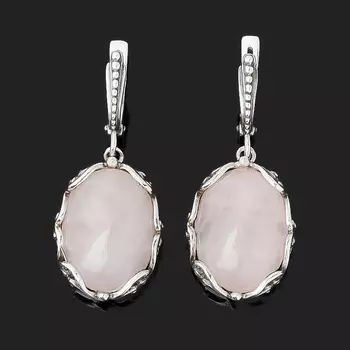 Серьги розовый кварц (серебро 925 пр. оксидир.)