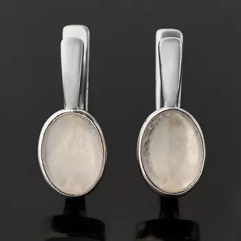 Серьги розовый кварц (серебро 925 пр. родир. бел.)