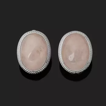 Серьги розовый кварц (серебро 925 пр. родир. бел.)