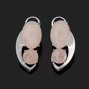 Серьги розовый кварц (серебро 925 пр. родир. бел.)