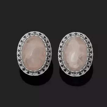 Серьги розовый кварц (серебро 925 пр. родир. бел.)