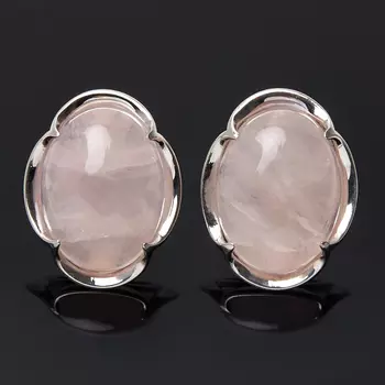 Серьги розовый кварц (серебро 925 пр. родир. бел.)