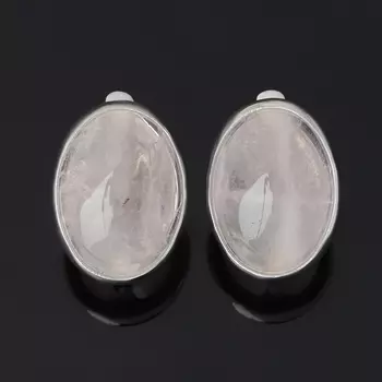 Серьги розовый кварц (серебро 925 пр. родир. бел.)