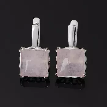 Серьги розовый кварц (серебро 925 пр. родир. бел.)