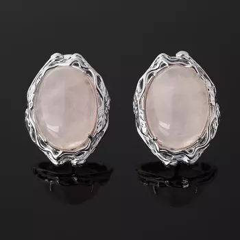 Серьги розовый кварц (серебро 925 пр. родир. бел.)