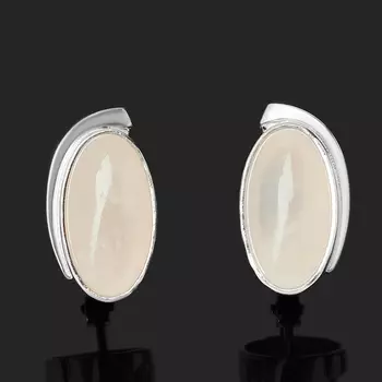 Серьги розовый кварц (серебро 925 пр. родир. бел.)