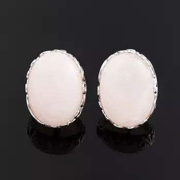 Серьги розовый кварц (серебро 925 пр. родир. бел.)