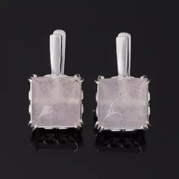 Серьги розовый кварц (серебро 925 пр. родир. бел.)