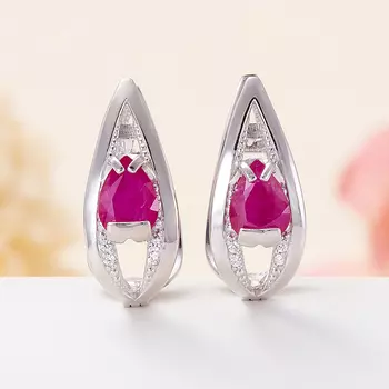 Серьги рубин огранка (серебро 925 пр.)