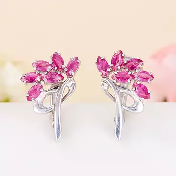 Серьги рубин огранка (серебро 925 пр.)