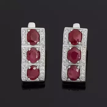 Серьги рубин огранка (серебро 925 пр.)