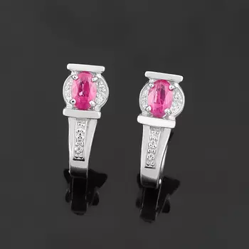 Серьги рубин огранка (серебро 925 пр. родир. бел.)