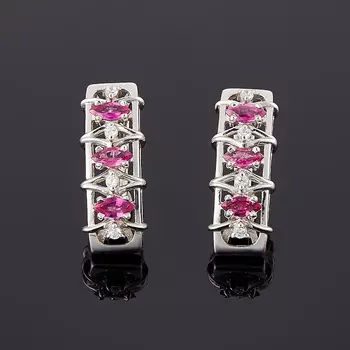 Серьги рубин огранка (серебро 925 пр.)