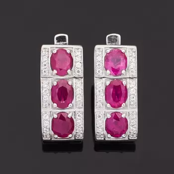 Серьги рубин огранка (серебро 925 пр.)