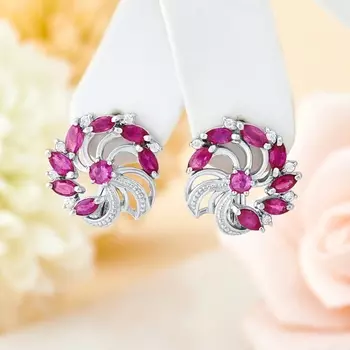 Серьги рубин огранка (серебро 925 пр.)