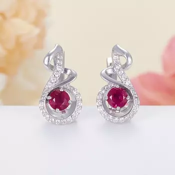 Серьги рубин огранка (серебро 925 пр.)