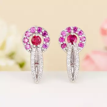 Серьги рубин огранка (серебро 925 пр.)