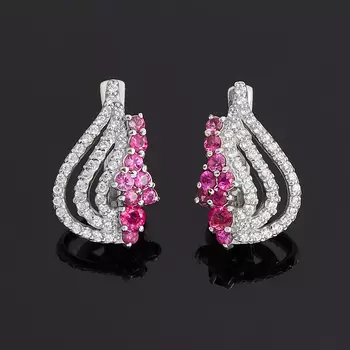 Серьги рубин огранка (серебро 925 пр.)