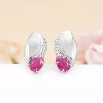 Серьги рубин огранка (серебро 925 пр.)