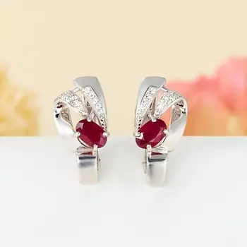 Серьги рубин огранка (серебро 925 пр.)