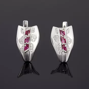 Серьги рубин огранка (серебро 925 пр.)