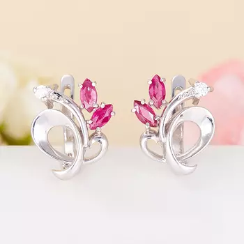 Серьги рубин огранка (серебро 925 пр.)