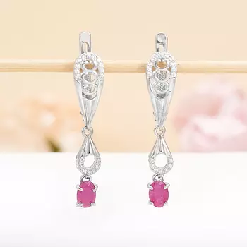 Серьги рубин огранка (серебро 925 пр.)