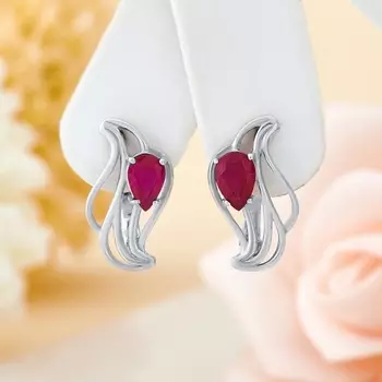 Серьги рубин огранка (серебро 925 пр.)