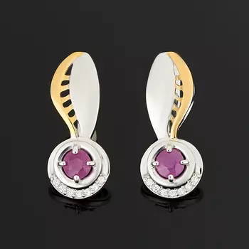 Серьги рубин огранка (серебро 925 пр., позолота)