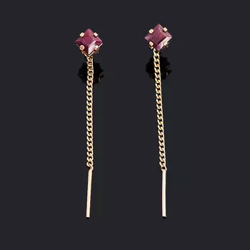 Серьги рубин протяжки огранка (серебро 925 пр. позолота)