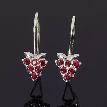 Серьги рубин (серебро 925 пр.) огранка