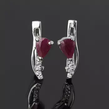 Серьги рубин (серебро 925 пр.) огранка