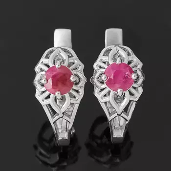 Серьги рубин (серебро 925 пр.) огранка