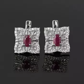 Серьги рубин (серебро 925 пр.) огранка
