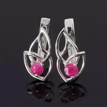 Серьги рубин (серебро 925 пр.) огранка