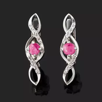 Серьги рубин (серебро 925 пр.) огранка