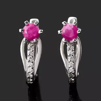 Серьги рубин (серебро 925 пр.) огранка