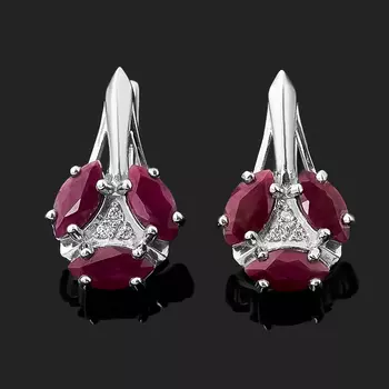 Серьги рубин (серебро 925 пр.) огранка