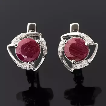 Серьги рубин (серебро 925 пр.) огранка