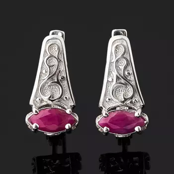 Серьги рубин (серебро 925 пр.) огранка