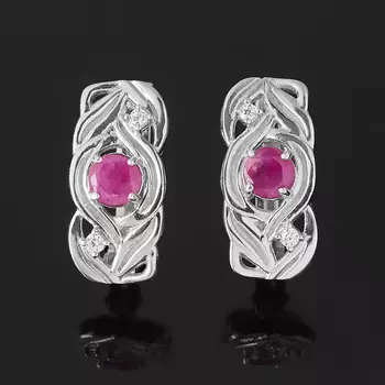 Серьги рубин (серебро 925 пр.) огранка
