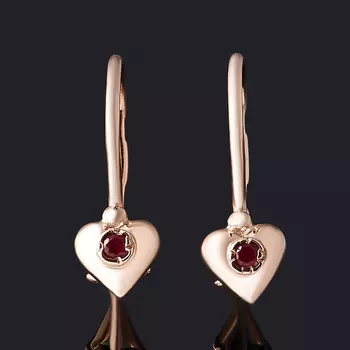 Серьги рубин (серебро 925 пр. позолота) огранка