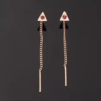 Серьги рубин (серебро 925 пр. позолота) протяжки огранка