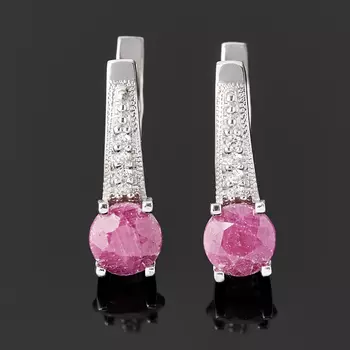 Серьги рубин (серебро 925 пр. родир. бел.) огранка